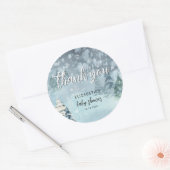 Rond Sticker pour Baby shower de forêt d'hiver (Enveloppe)