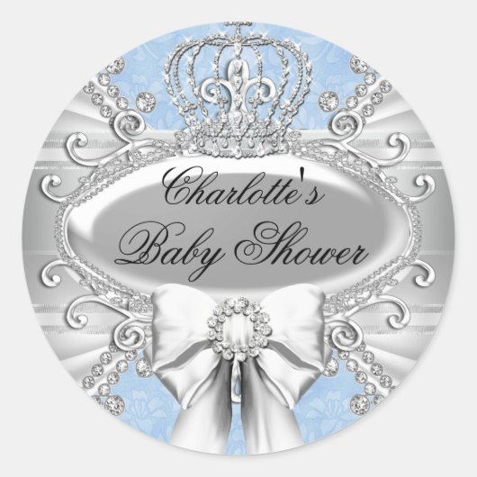 Rond Sticker pour Baby shower de la Couronne du Petit P (Devant)