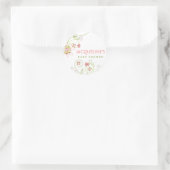 Rond Sticker pour Baby shower fille en fleurs roses Whi (Sac)