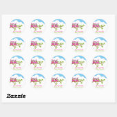 Rond Sticker pour Baby shower fille Sweet Twins Owls (Feuille)