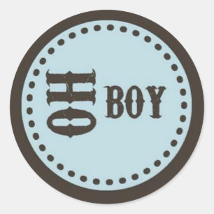 Rond Sticker pour Baby shower garçon Brown et bleu