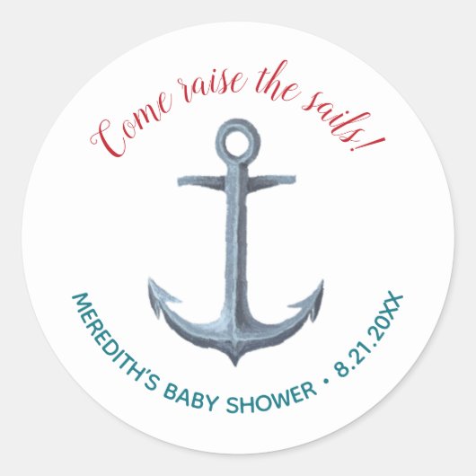 Rond Sticker pour Baby shower nautique (Devant)