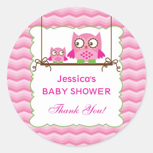 Rond Sticker pour Baby shower pour fille Maman et Bébé (Devant)