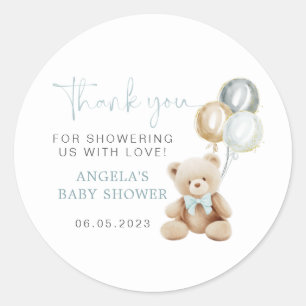 Rond Sticker pour Baby shower pour garçon Teddy Bear