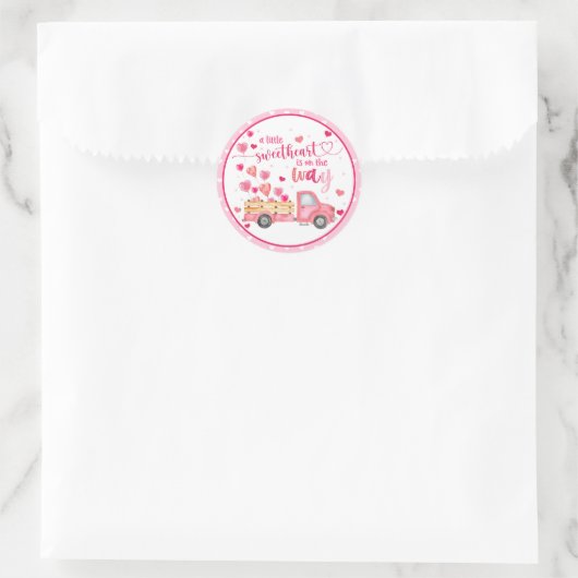 Rond Sticker pour Baby shower un peu amoureux (Sac)