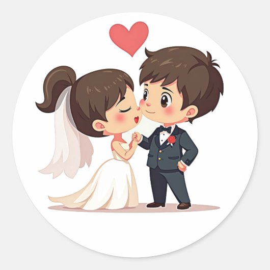 Rond Sticker pour baiser Mariage doux (Devant)