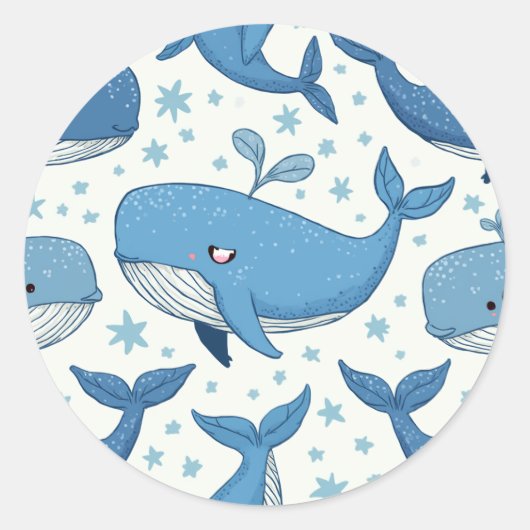 Rond sticker pour baleine mignonne (Devant)