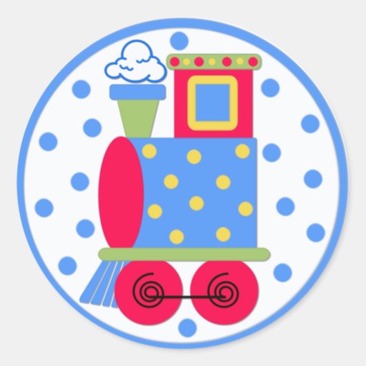 Rond Sticker pour bébé de train coloré (Devant)