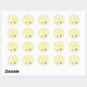 Rond Sticker pour bébé En vichy jaune (Feuille)