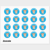 Rond Sticker pour bébé mignonne (arrière - plan bleu) (Feuille)