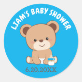 Rond Sticker pour bébé mignonne (arrière - plan bleu) (Devant)