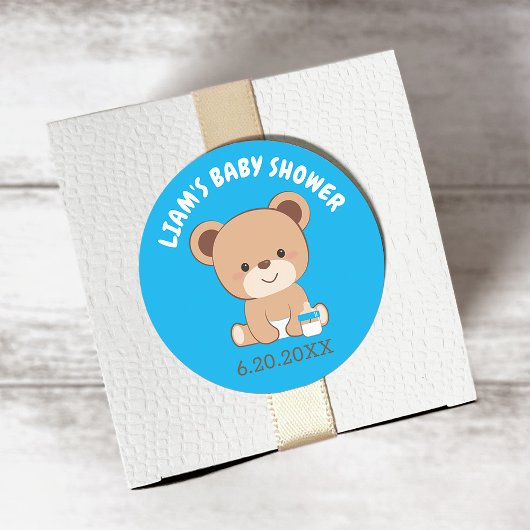 Rond Sticker pour bébé mignonne (arrière - plan bleu)