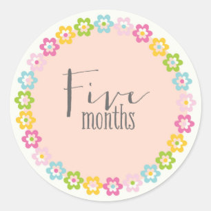 Rond Sticker pour bébé neuf cinq mois Floral