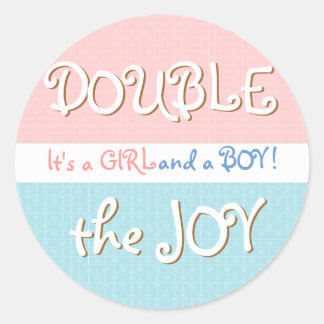 Rond Sticker pour bébé rose et bleu & point Twin Baby