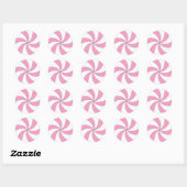 Rond Sticker pour bonbons rose et blanc (Feuille)