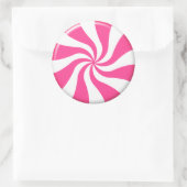 Rond Sticker Pour Bonbons Rose Et Blanc Tourné (Sac)