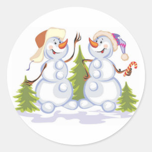 Rond sticker pour bonhomme de neige de Noël