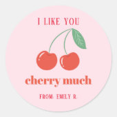 Rond Sticker pour cerise de la Saint Valentin en classe (Devant)