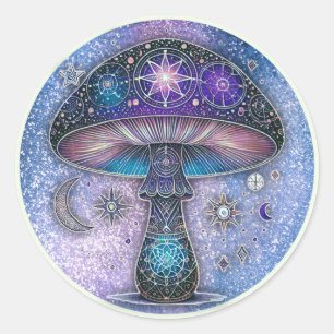 Rond Sticker pour champignon céleste Conception cosmiqu