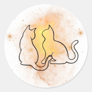 Rond Sticker pour chat aquarelle