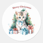 Rond Sticker pour chat de Noël (Devant)