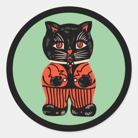 Rond Sticker pour chat Halloween vintage (Devant)