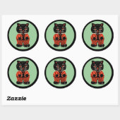Rond Sticker pour chat Halloween vintage (Feuille)