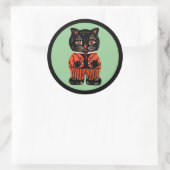 Rond Sticker pour chat Halloween vintage (Sac)