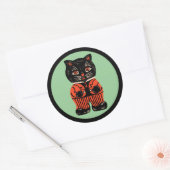 Rond Sticker pour chat Halloween vintage (Enveloppe)