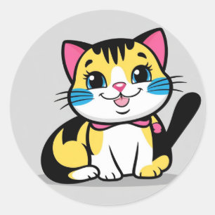 Rond Sticker pour chat mignon