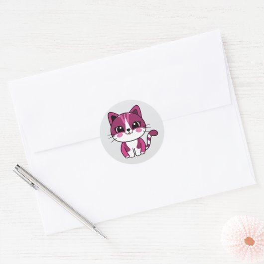 Rond sticker pour chat mignon (Enveloppe)