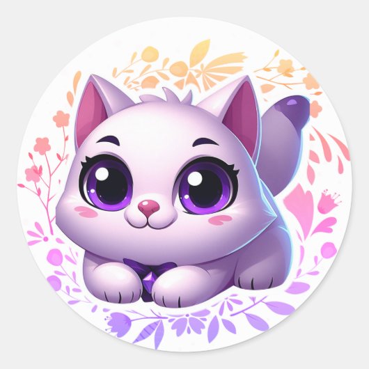 Rond sticker pour chat mignon (Devant)