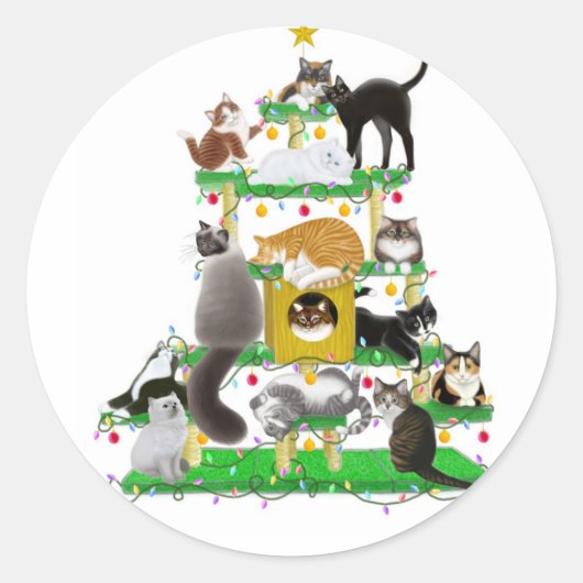 Rond Sticker pour chat Noël (Devant)