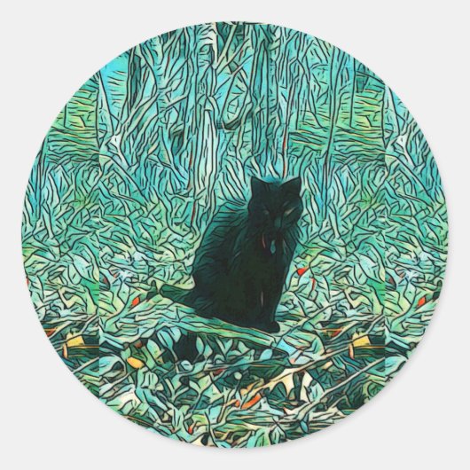 Rond Sticker pour chat noir (Devant)