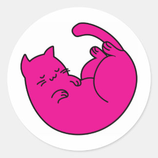 Rond Sticker pour chat rose couché