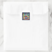 Rond Sticker pour chat Super Cute Wizard (Sac)
