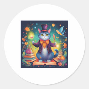 Rond Sticker pour chat Super Cute Wizard