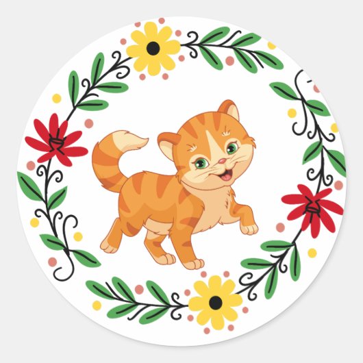 Rond Sticker pour chats à fleurs (Devant)
