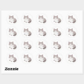 Rond Sticker pour chats gris et blanc (Feuille)