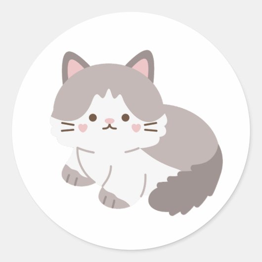 Rond Sticker pour chats gris et blanc (Devant)