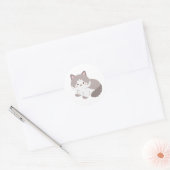 Rond Sticker pour chats gris et blanc (Enveloppe)