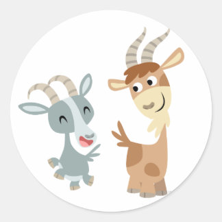Rond Sticker pour chèvres caricaturales deux mignons