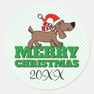 Rond Sticker pour chien de Noël Joyeux 3 pouces (feuill
