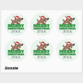Rond Sticker pour chien de Noël Joyeux 3 pouces (feuill (Feuille)