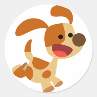 Rond Sticker pour chien en caricature à frottement mign