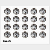Rond Sticker pour chien Husky (Feuille)