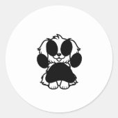 Rond Sticker pour chien noir et blanc mignon (Devant)