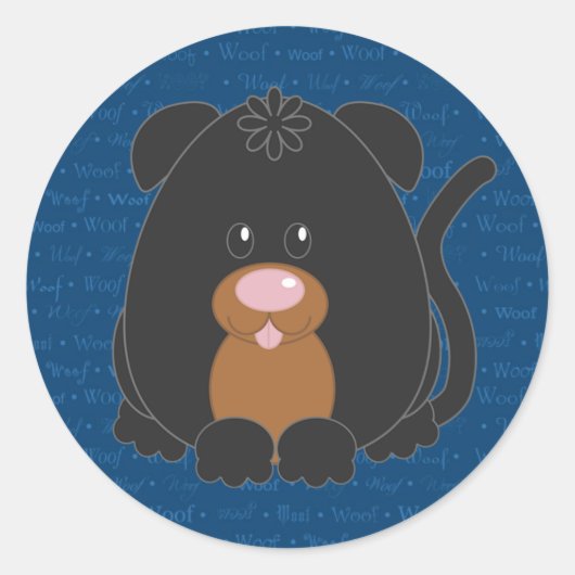Rond Sticker pour chien Woof Rotweiller (Devant)