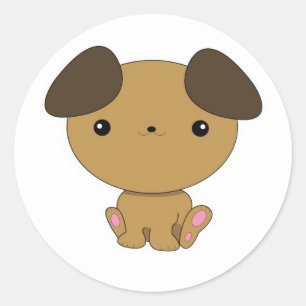 Rond Sticker pour chiot Kawaii