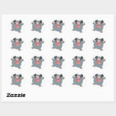 Rond Sticker pour cochon rebondissant au dessin mignon (Feuille)